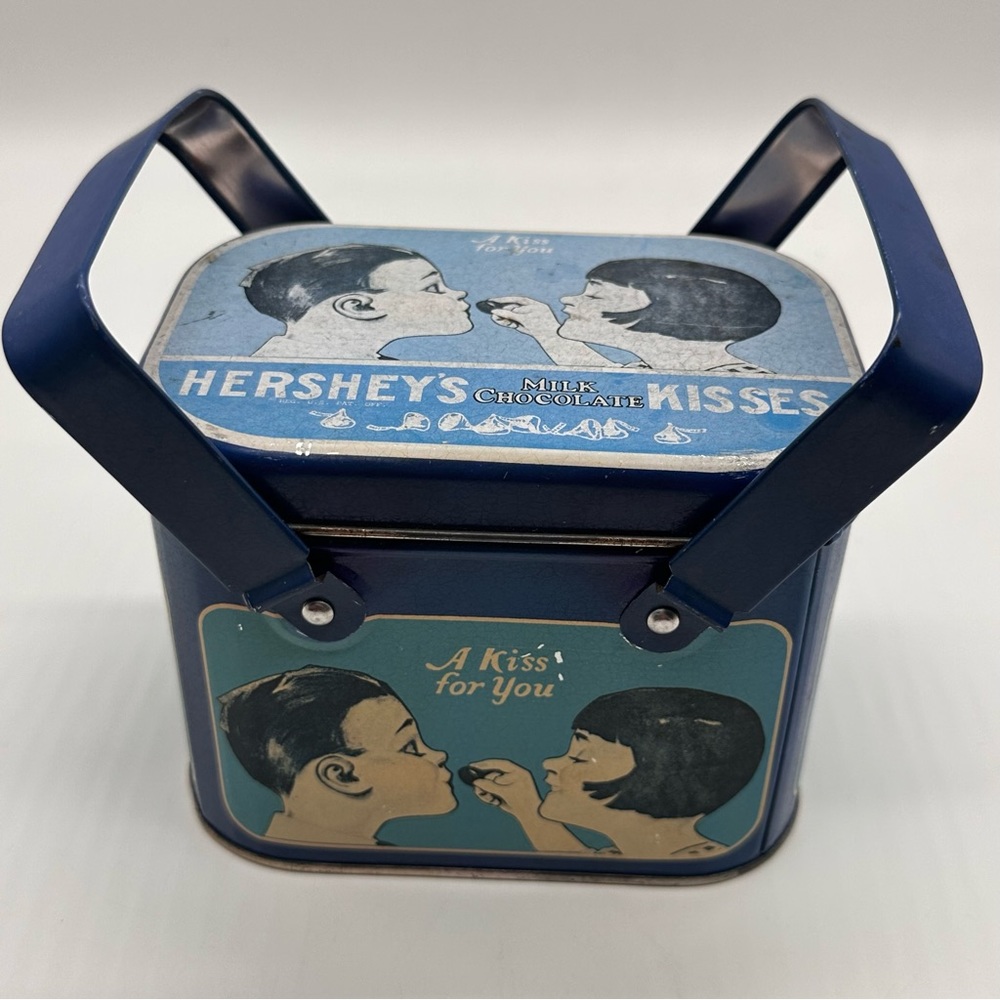 Hershey’s Retro Chocolate Kisses Vintage Collectors Tin With Handles